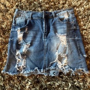Distressed Jean skirt